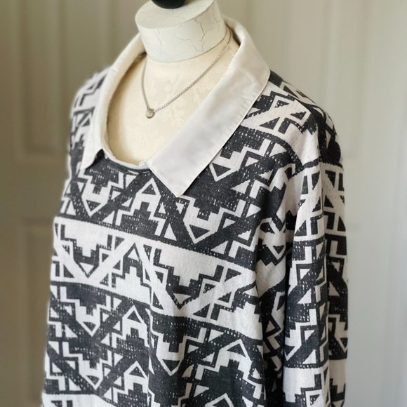 Eyeshadow Womens LS Layered-Look Pullover Blouse 3XL - Picture 3 of 12